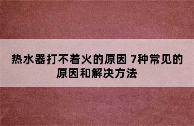 热水器打不着火的原因 7种常见的原因和解决方法